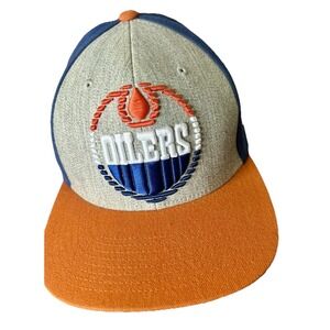 Edmonton Oilers Old Time Hockey NHL Hat Size L-XL Flex‎ Fit Blue Orange Gray